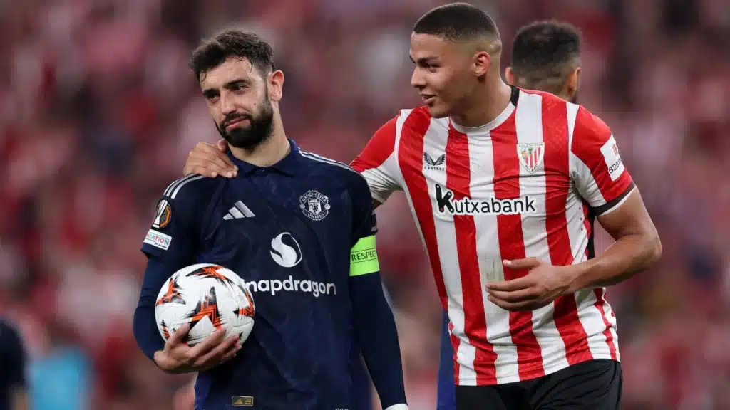 Two-goal hero Bruno Fernandes against Athletic.